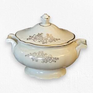 Vintage 1950s Homer Laughlin Golden Rose Sugar Bowl w Lid Virginia Rose